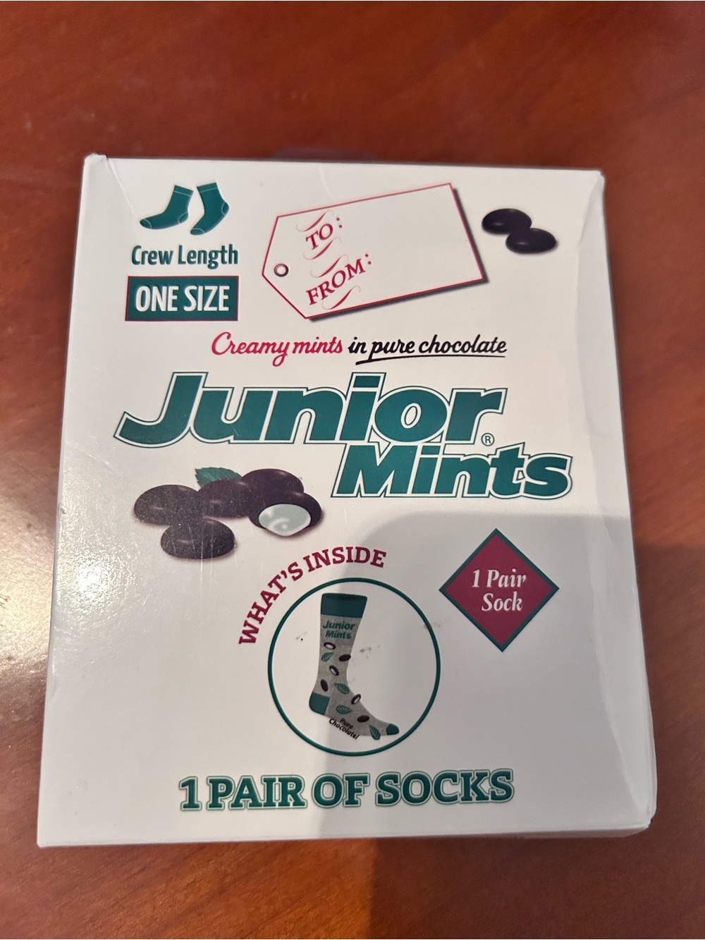 Junior Mints Crew Length One Size Socks